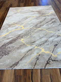 Contemporary Abstract Gray Rug with Gold Accents - 6'6"x9'6"