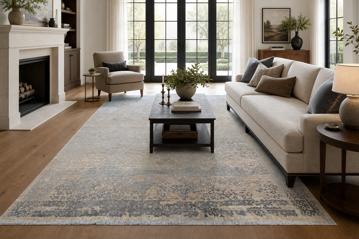 Warm Gray Contemporary Rectangular Rug