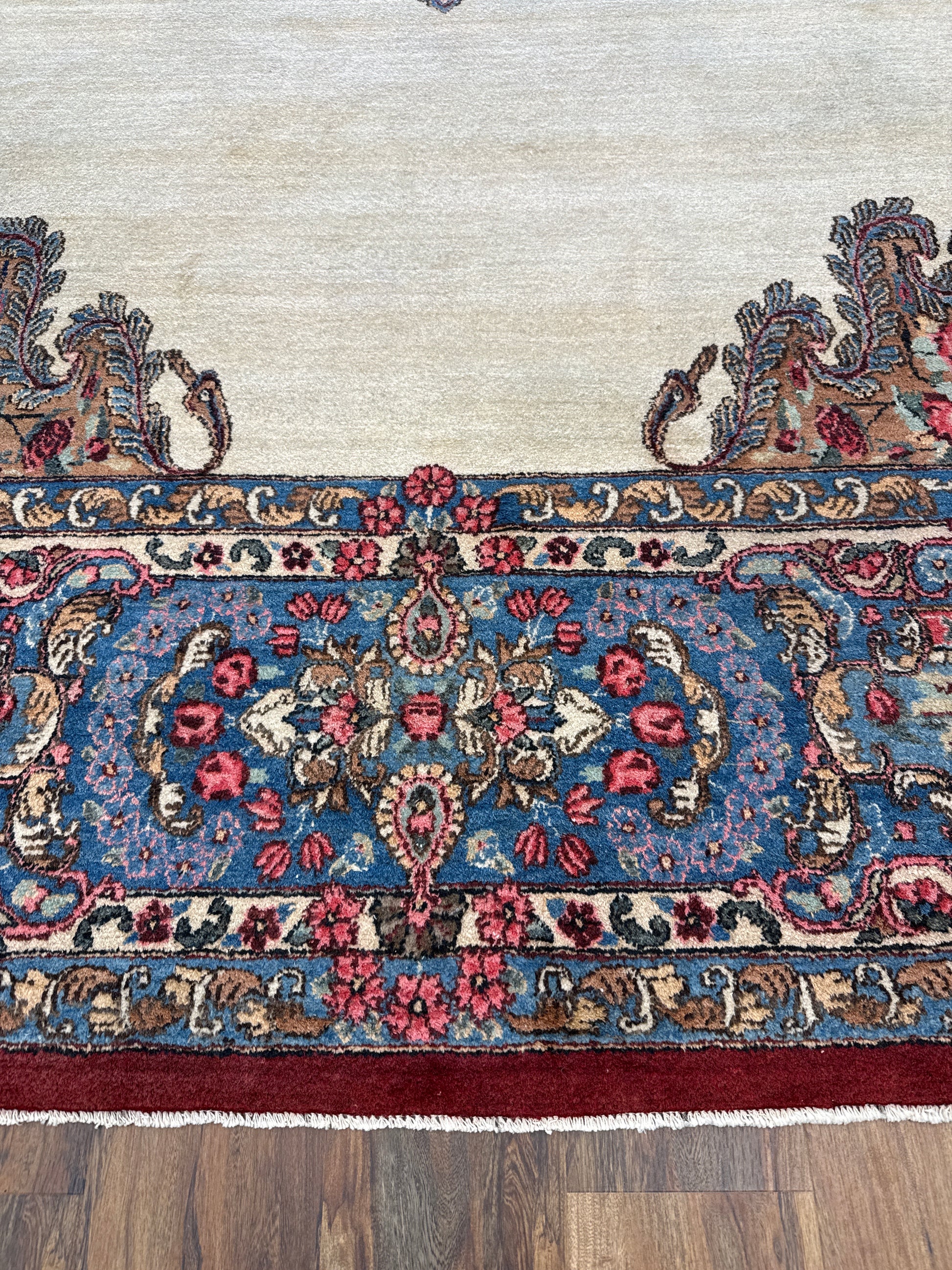 Medallion Traditional Rectangle Ivory & Brown Rug with Gray Border — 1
