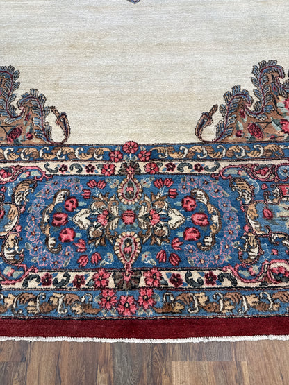 Medallion Traditional Rectangle Ivory & Brown Rug with Gray Border — 1